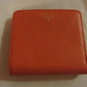 Fossil wallet, bifold, orange leather